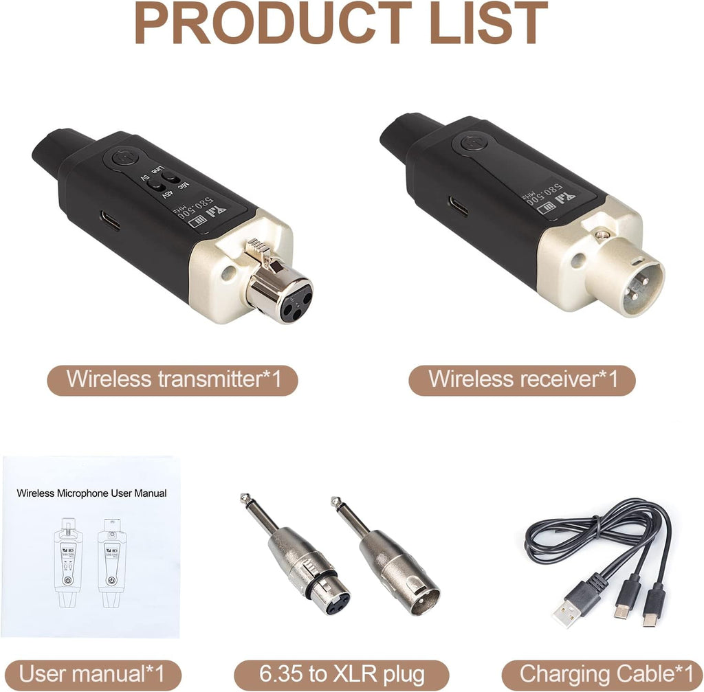 Sistema Inalámbrico Universal XLR | Convertidor de Micrófono (UHF Recargable)