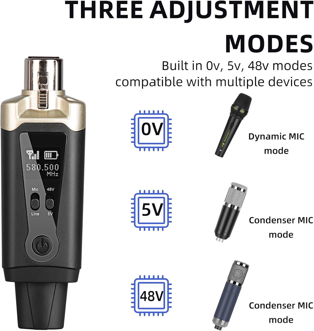 Sistema Inalámbrico Universal XLR | Convertidor de Micrófono (UHF Recargable)
