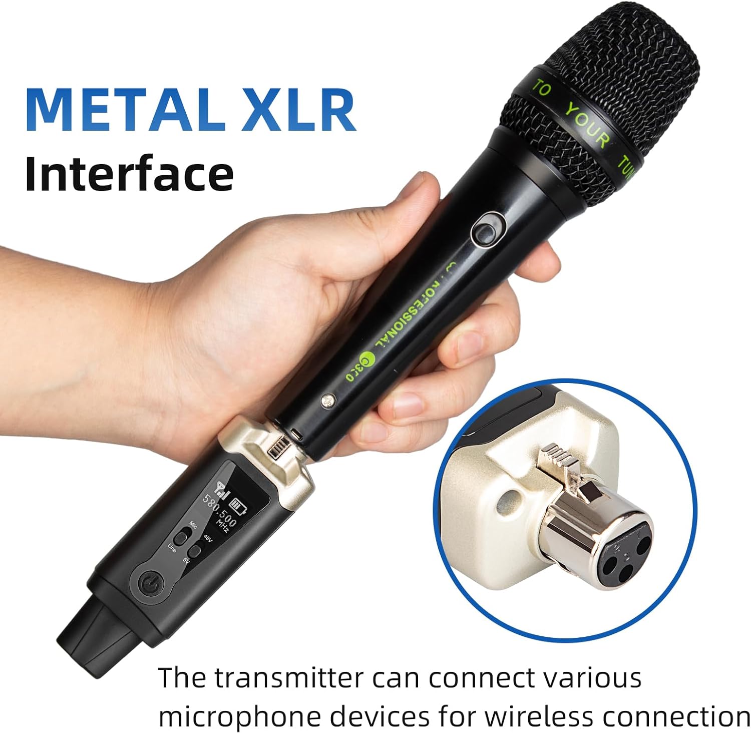 Sistema Inalámbrico Universal XLR | Convertidor de Micrófono (UHF Recargable)