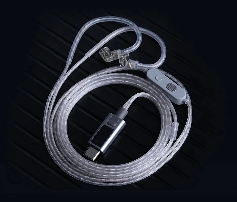 Cable KZ M2 | Upgrade Silver-Plated con Doble Micrófono y DSP (Switch EQ)